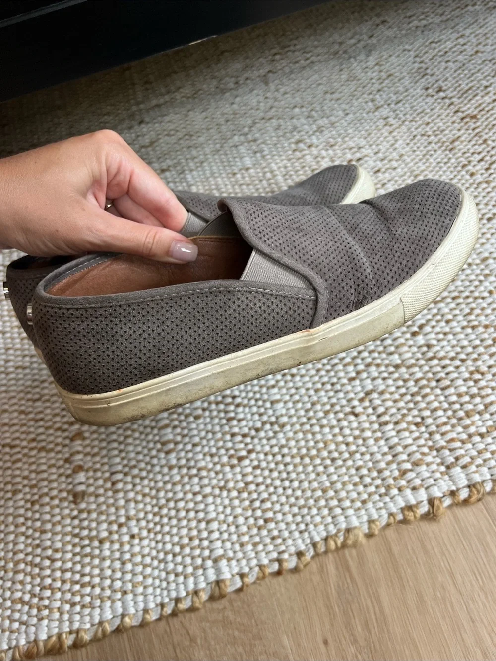 Steve Madden Taupe Perforated Suede Slip-On Loafers